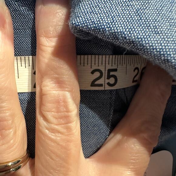 George NWT Short Sleeve Button Up Blue Size Large Chambray Business Casual - Picture 5 of 8